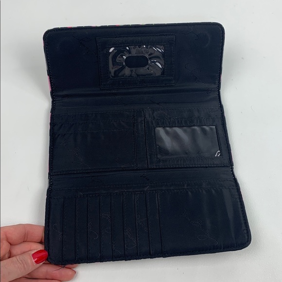 Vera Bradley Moon Drops Pink and Green Pattern wallet Magnet Close ID pocket NEW - Picture 8 of 12